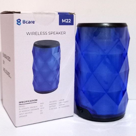 BCare Wireless Speaker Blue Model M22 Bluetooth