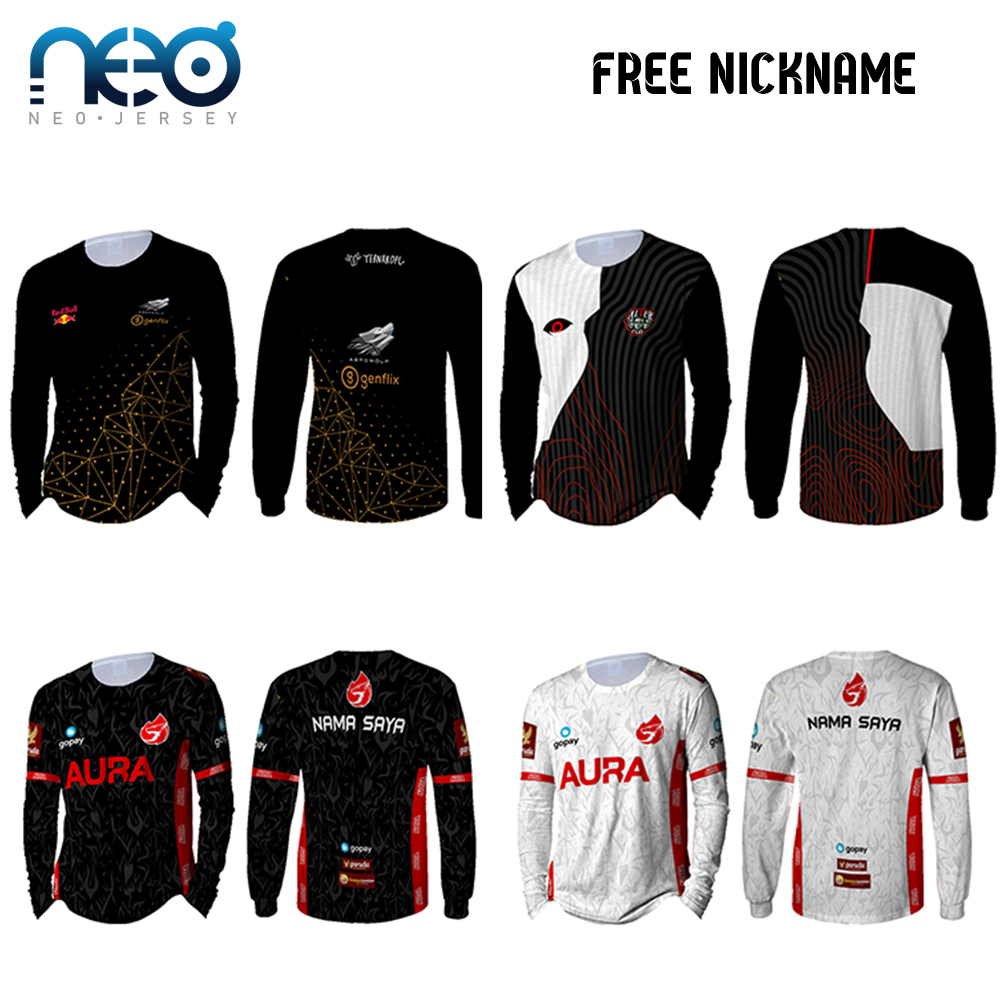 [NeoJersey] Kaos Jersey Gamers Pria Wanita Lengan Panjang Custom Printing 1