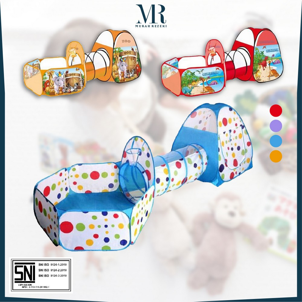 Tenda Terowongan Mainan Anak 4in1 dengan Kolam dan Ring Basket / Mainan Keranjang Mandi Bola Anak / 