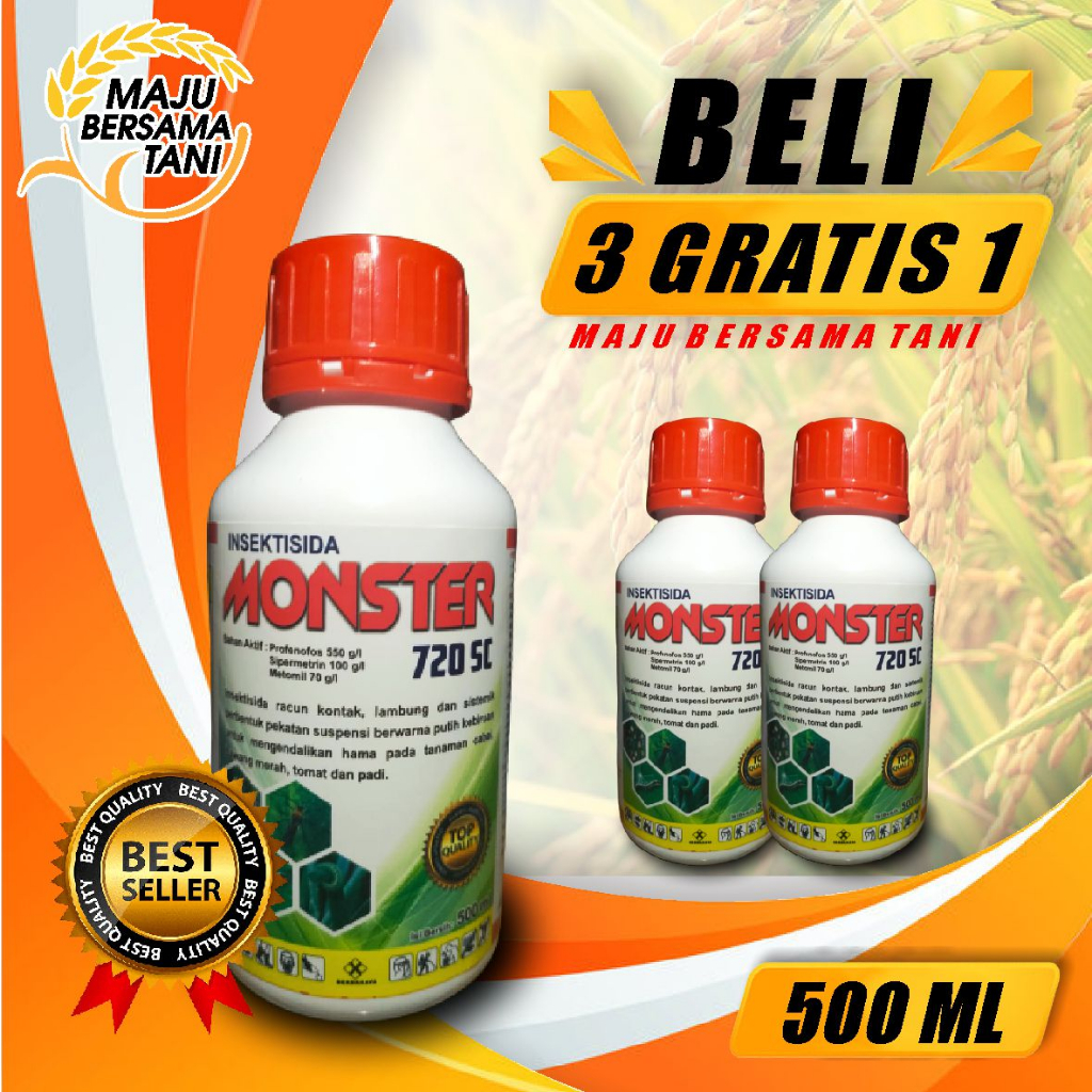 MONSTER 720 SC 500ml INSEKTISIDA/METOMIL/PREFONOFOS/SIPERMETRIN/PROMO GROSIR/ABAMECTIN/AMISTARTOP/SC