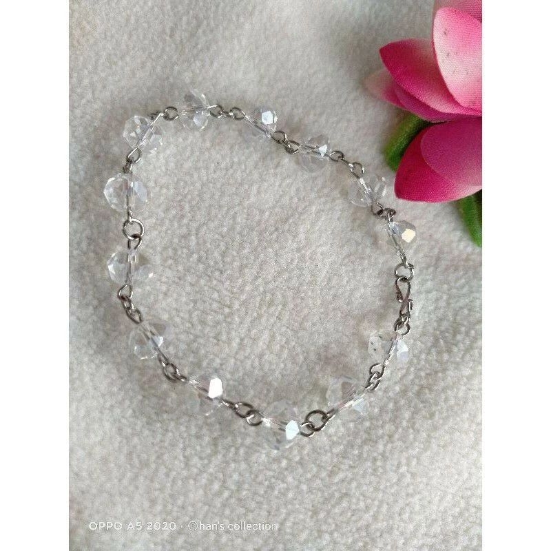 Gelang kristal putih baja putih