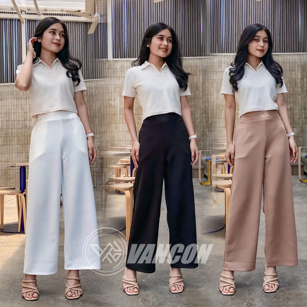 Kulot Scuba Highwaist Premium Kancing Resleting Karet Belakang Scuba Premium