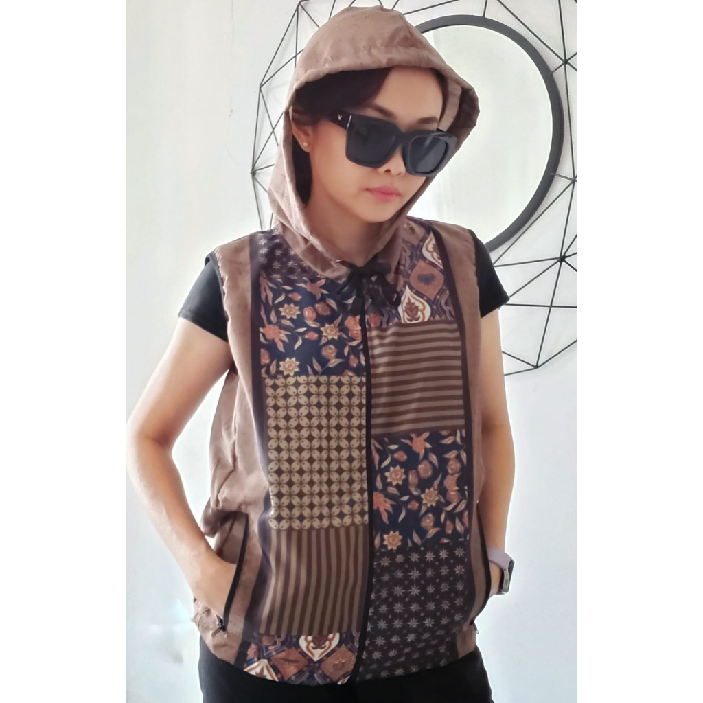 [Motif BARU] ROMPI OLAH RAGA BATIK/ ROMPI SEPEDA HOODIE BATIK Wanita/ BATIK Cycling Vest Hoodie