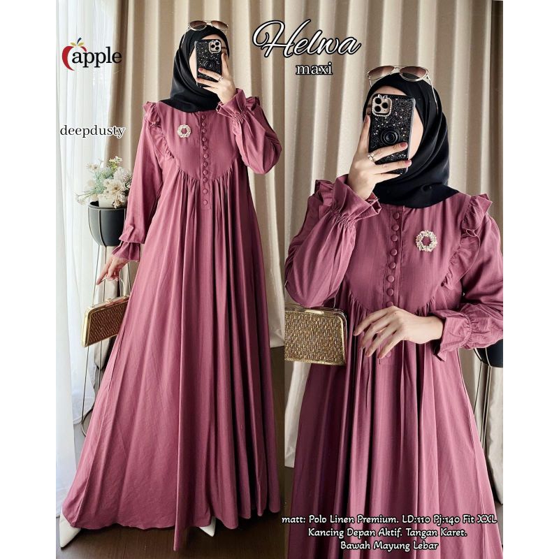 HELWA MAXI/MAXI SYARI/DRES SYARI/GAMIS SYARI/BAJU MUSLIM WANITA/MAYUNG LEBAR