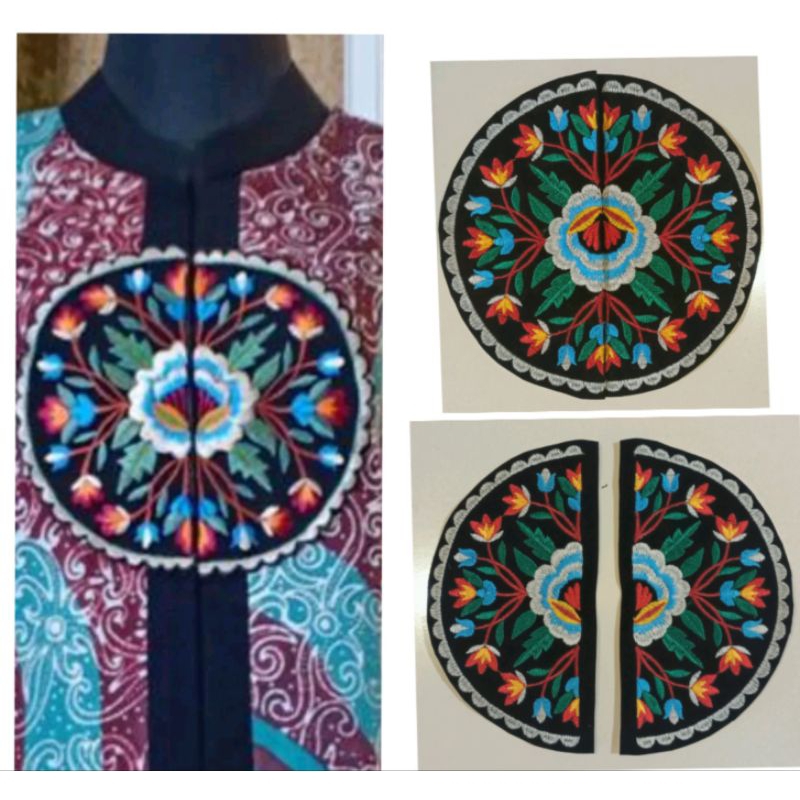 Aplikasi Bunga Bulat Tempel Jahit Renda Gamis