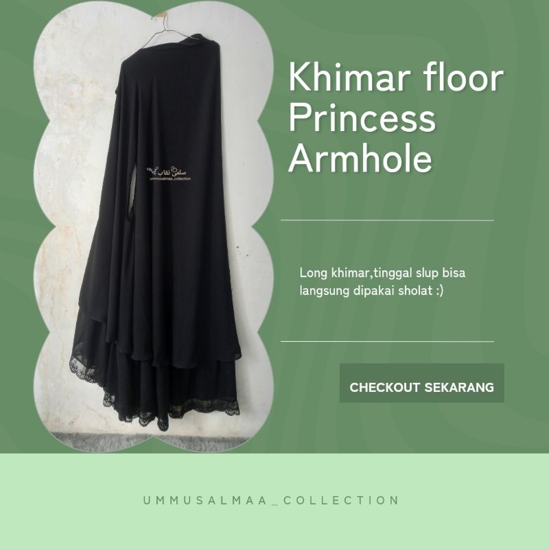 Khimar floor Renda tile hitam jetblack Sifonsilk armhole Jilbab floor Sifonsilk Jetblack Armhole Ren