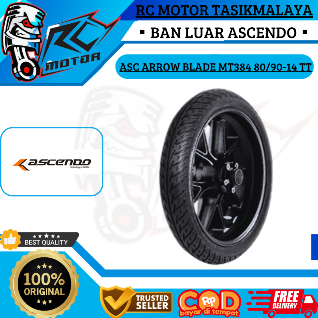 BAN LUAR ASCENDO ARROW BLADE MT384 80/90 RING 14 TUBETYPE