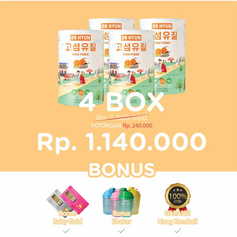 

Minuman Fiber DR HYUN isi 30 sachet paket 4 box