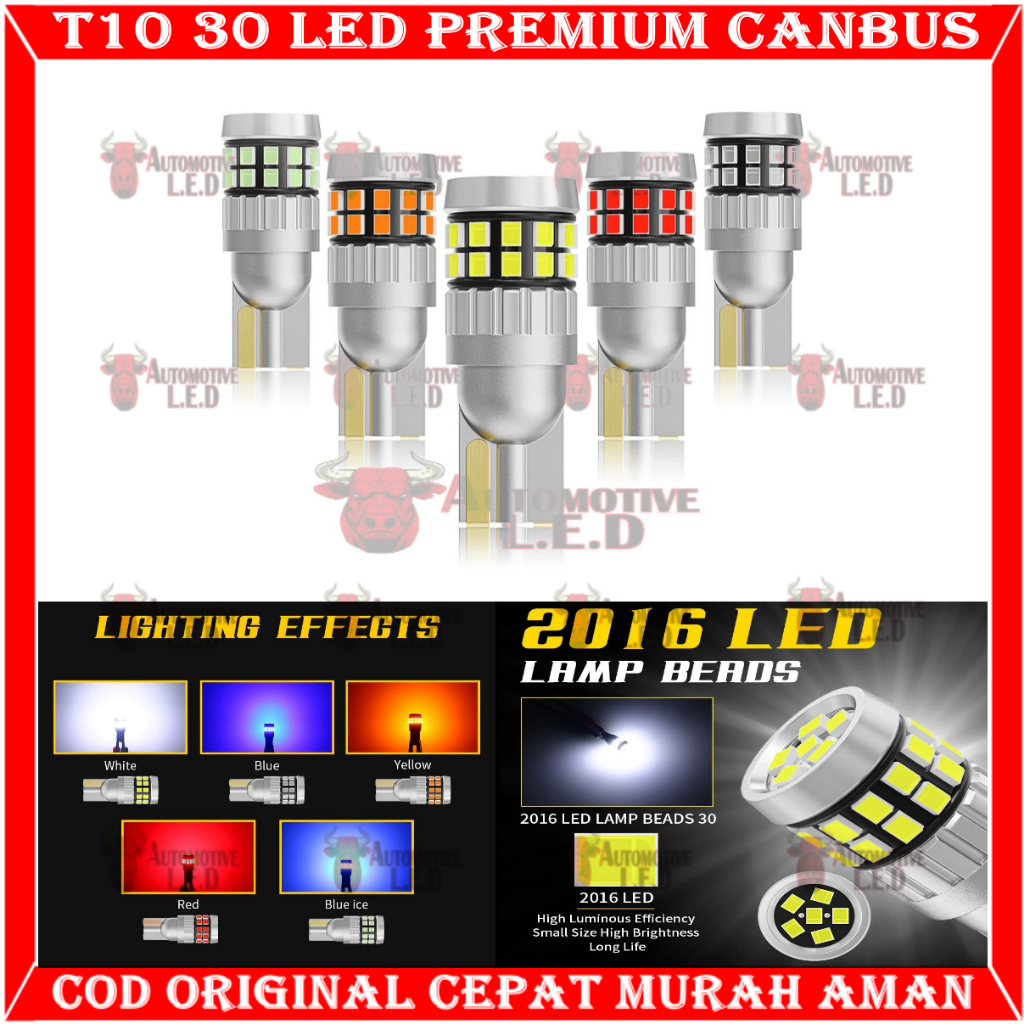 ORIGINAL LAMPU LED T10 30 LED SUPER PREMIUM LED CANBUS SUPER BRIGHT MERK SXC LAMPU SENJA MOTOR T10 L