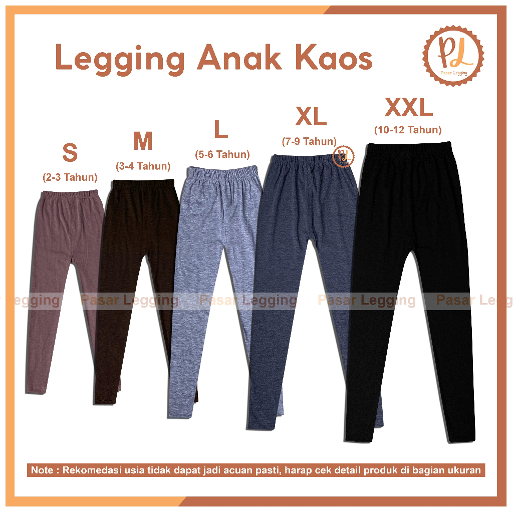 Legging Anak Kaos Rayon / Celana Legging Anak Bahan Kaos / Celana Legging Polos Anak / Celana Leggin