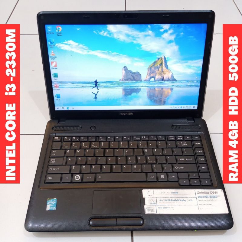 LAPTOP Toshiba Satelite C640 14 inch core i3 gen 2 RAM 4GB HDD Notebook Murah Second Seken Bekas Mur