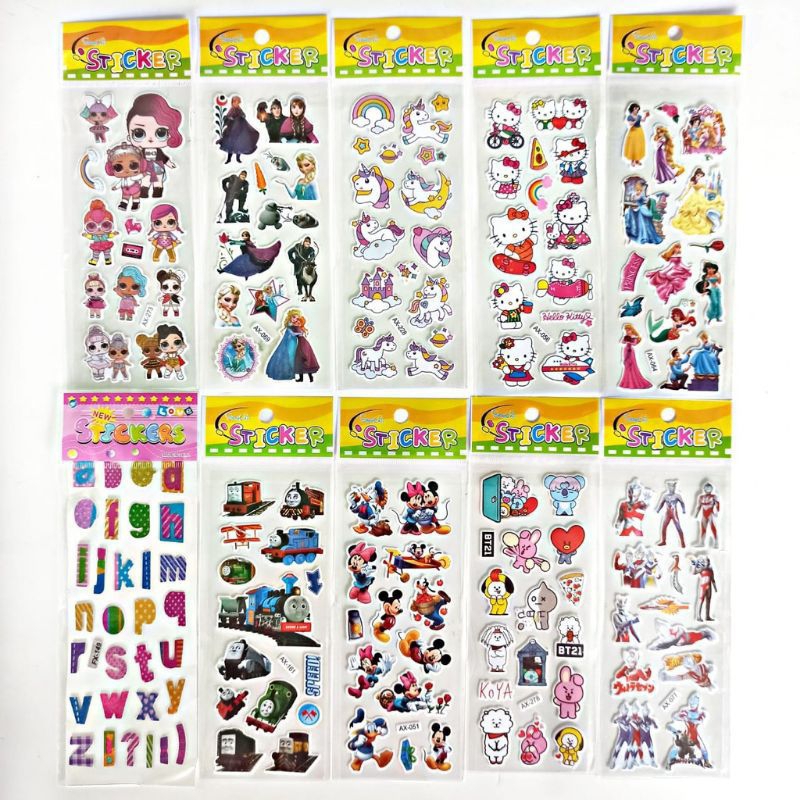 

stiker timbul karakter 3D stiker bimbi putih embos timbul