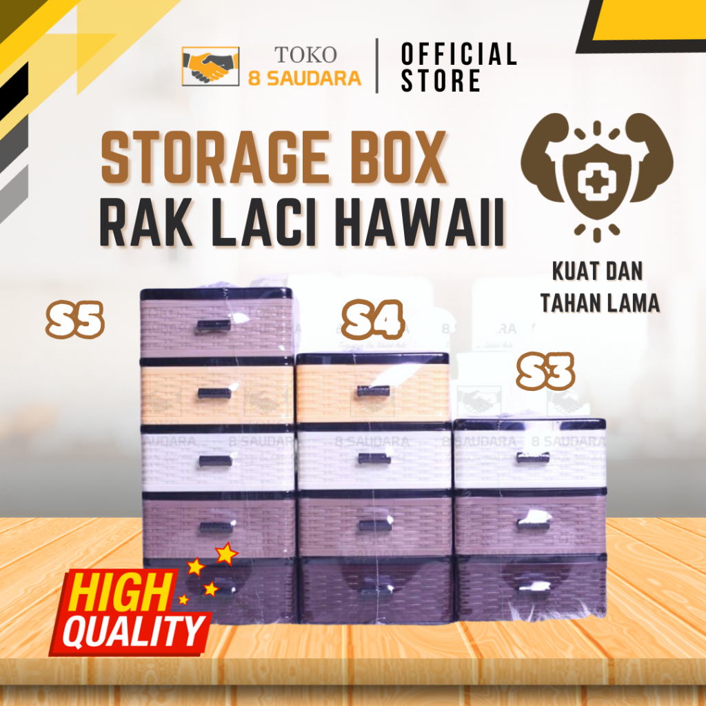 Rak Mini Laci Plastik Hawaii 3 susun, 4 susun dan 5 susun / Rak Laci Multifungsi / Rak Laci Storage 