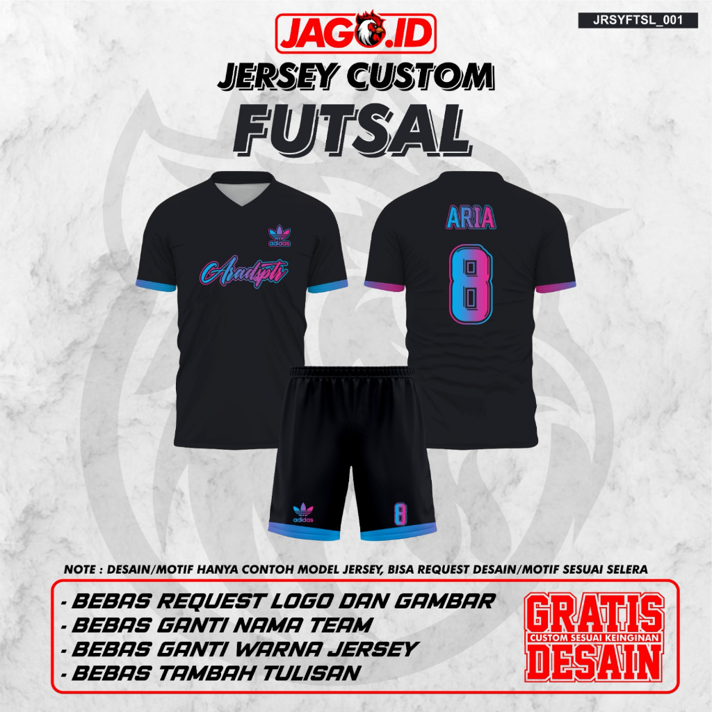 Jersey Futsal Custom, Jersey Futsal Setelan, Satu Set, Jago.id