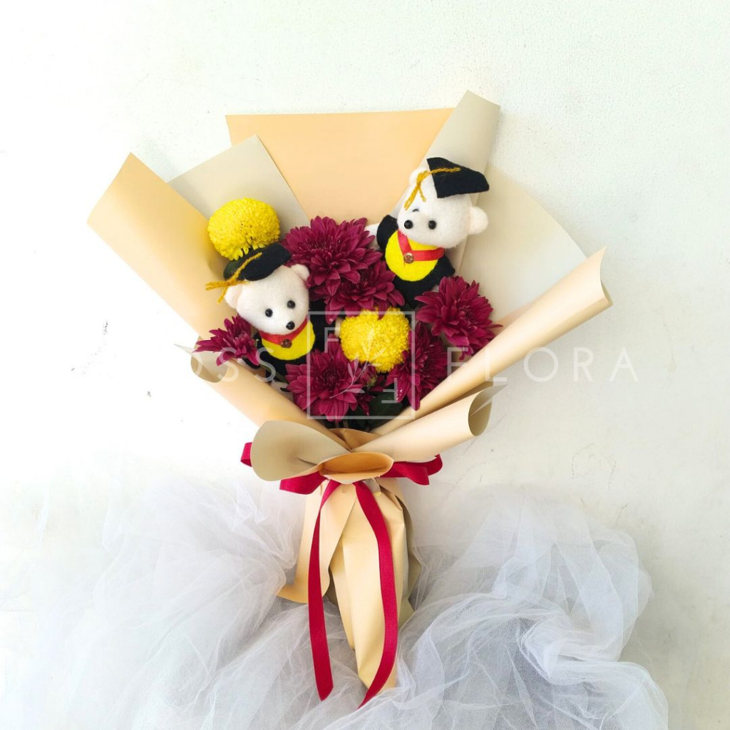 Buket Bunga Wisuda / Buket Bunga Asli / Buket Boneka/ Blissful