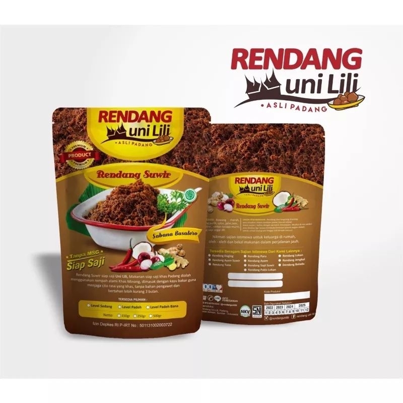 

RENDANG SAPI SUWIR / AYAM SUWIR - RENDANG UNI LILI KHAS MINANG ASLI PADANG MD BPOM