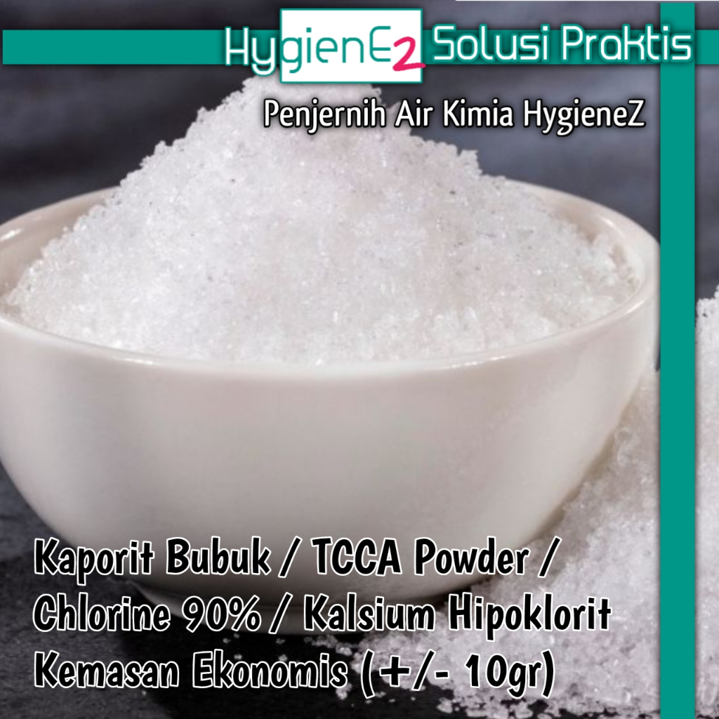 HYGIENEZ 10gr KAPORIT BUBUK / TCCA POWDER /  CHLORINE 90% / KALSIUM HIPOKLORIT Penjernih Air Kimia &