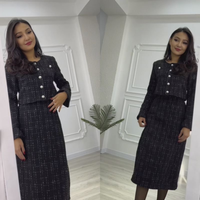 luxury tweed taglabel set top+skirt