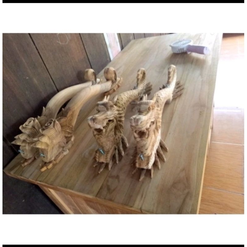 (Naga 1) Handle Hendel pintu rumah ukir motif naga bahan kayu jati
