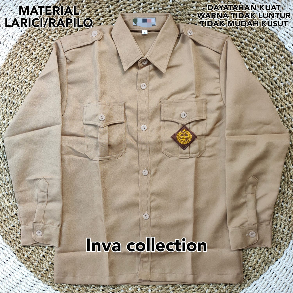 Baju pramuka lengan panjang Kain Rapilo/Larici untuk laki laki