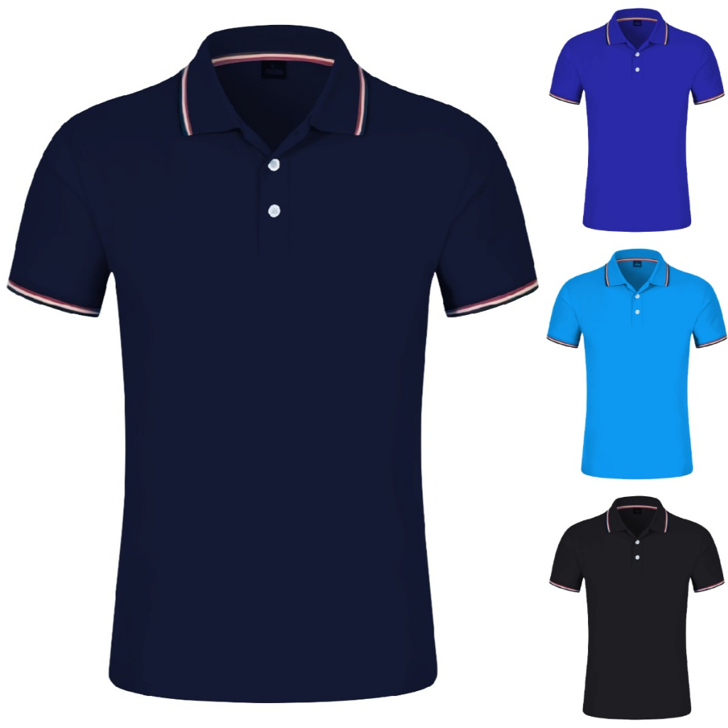 Kaos Polo List kerah (Navy Putih Merah) Tshirt Wangki Polosan Pria Lengan Pendek -Miss.Simplestyle