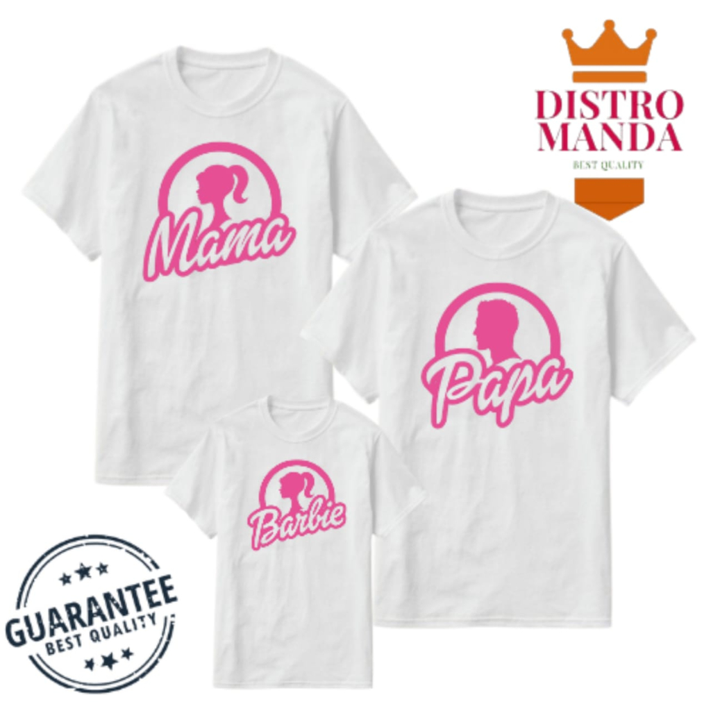 kaos couple keluarga motif barbie / baju couple keluarga motif barbie / kaos couple distro terkini
