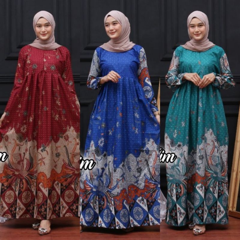 Gamis Batik (COD) MANGGAR Gamis BatikPesta Model Terbaru di shopee