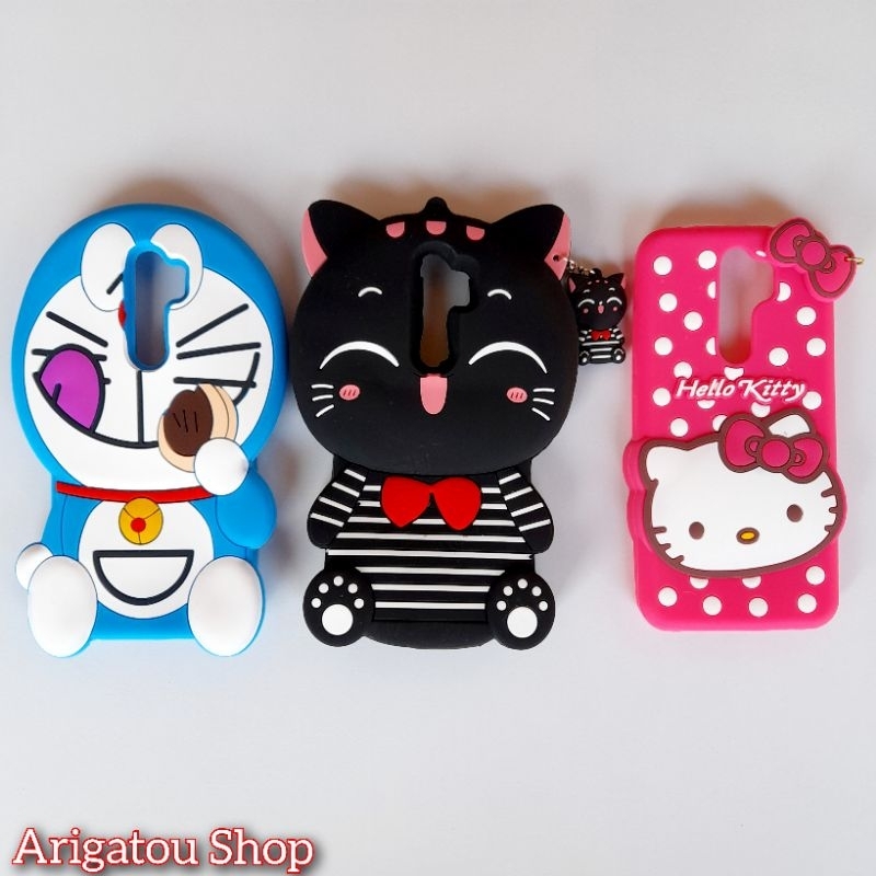 Xiaomi Redmi Note 8 Pro Case Softcase Boneka Karakter Doraemon Kucing Hitam Hello Kitty
