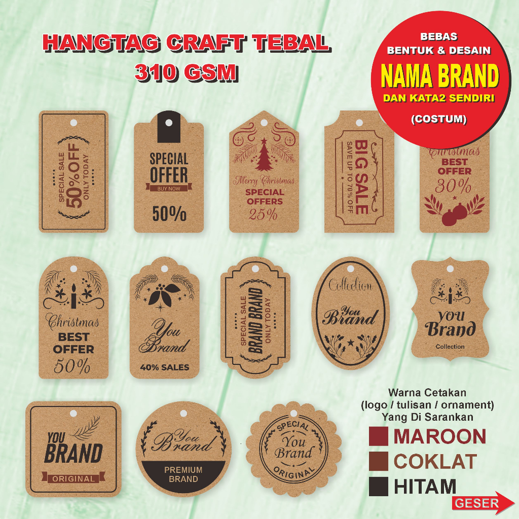 

hang tag craft aesthetic custom hangtag krap baju label ucapan hampers lebel nama sendiri