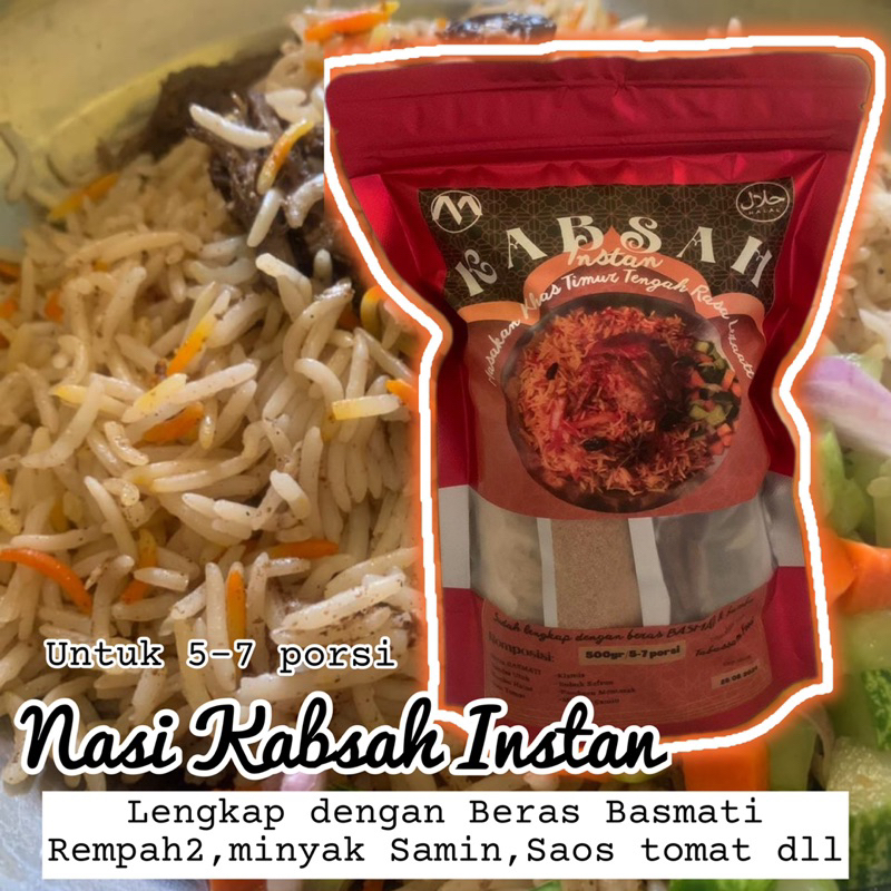 

Nasi KABSAH INSTAN lengkap Beras BASMATI DAN REMPAH untuk 5-7 porsi