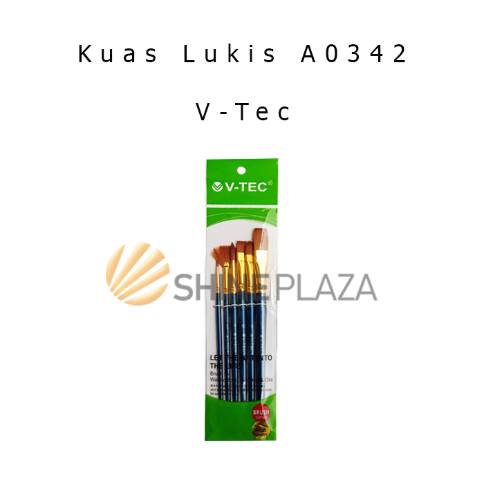 Kuas Lukis Cat Air Minyak Akrilik Poster V-Tec A0342 - Watercolor Acrylic Paint Brush 1 Set Isi 6 Bu