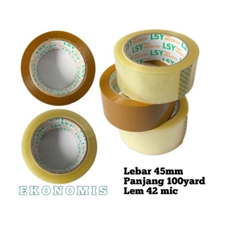 Lakban bening lakban coklat LSY 45mm 100 Yeard