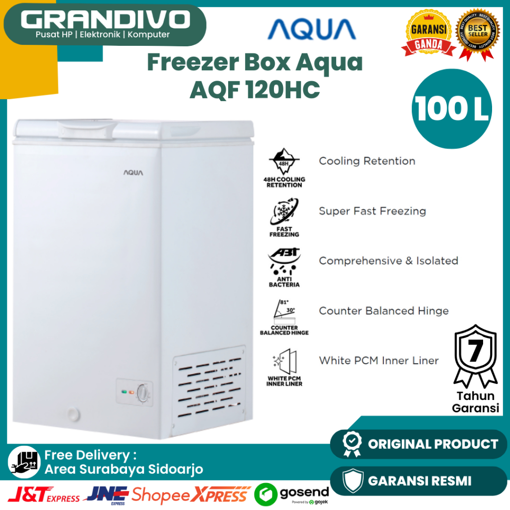 Freezer Box Aqua 100 Liter AQF 120HC Fast Freezing Low Watt BARU - Grandivo