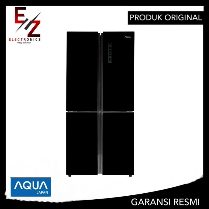 KULKAS AQUA AQR IG525AM-GB TEMPERED GLASS SIDE BY SIDE KULKAS 4 PINTU AQR-525AM