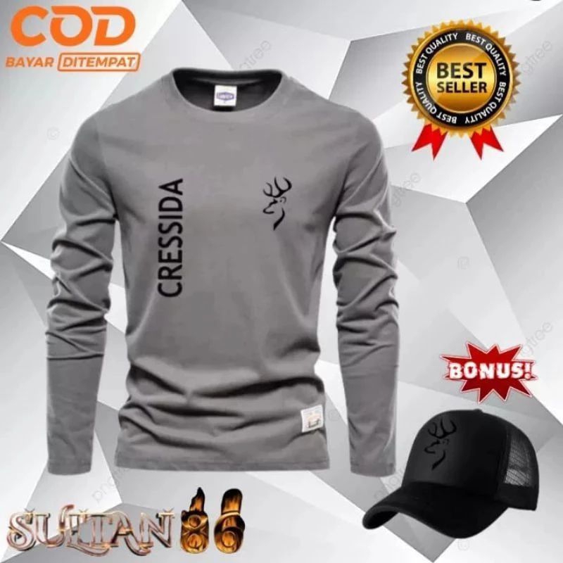 COD (PROMO) KAOS Distro Plus Topi Baju Kaos pria/wanita Lengan Panjang Pria Baju Kaos Pria Lengan Pa