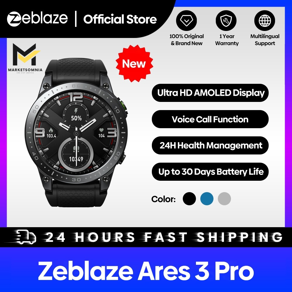 ORIGINAL Smartwatch Zeblaze Ares 3 Pro ULTRA HD Amoled Display Waterproof Jam Tangan Pria Olahraga B