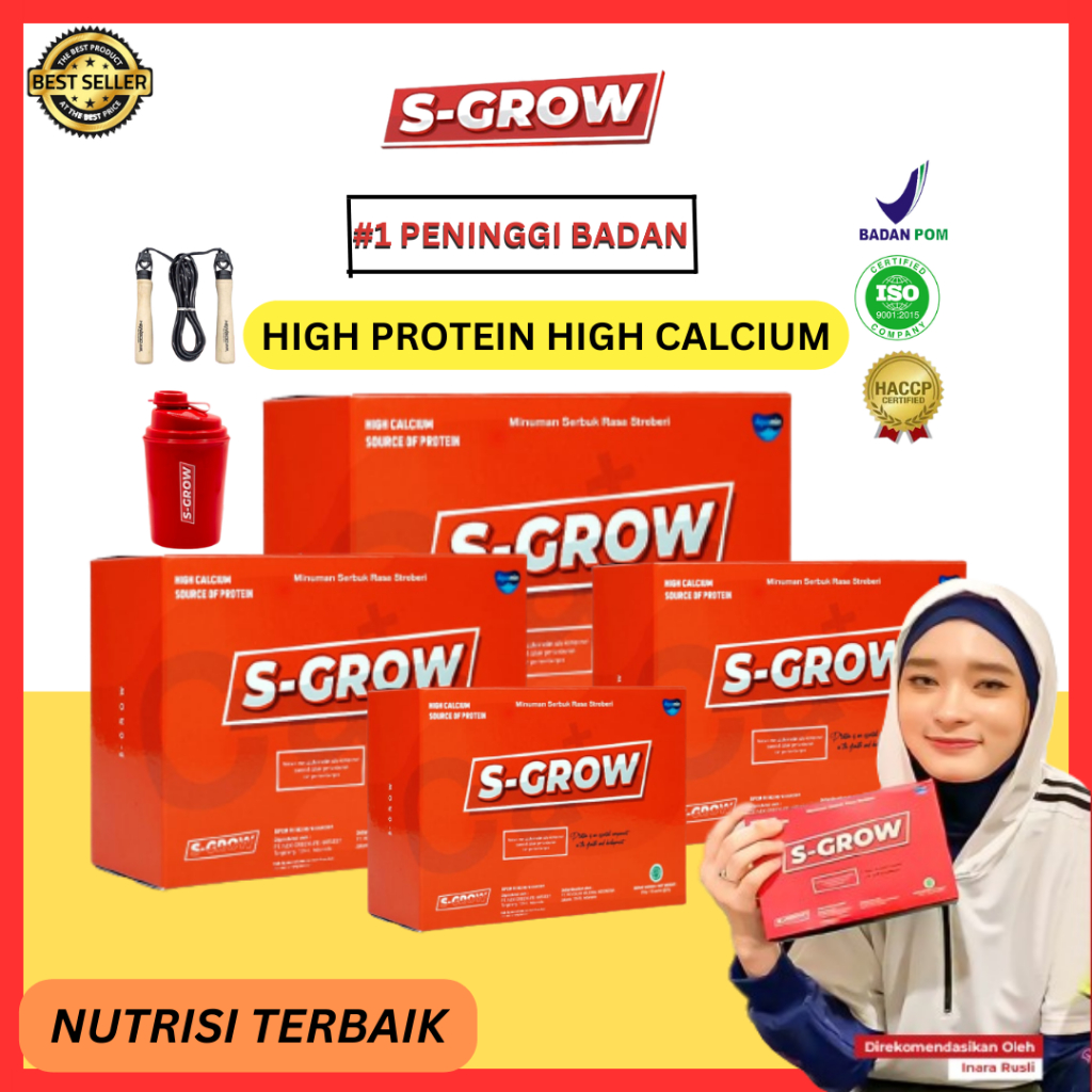 

Susu S-Grow Minuman Collagen Rasa Stoberi Penambah Tinggi Badan Tinggi Kalsium dan Protein - Membantu Anak Pria Dewasa Usia Remaja 8-35 Tahun - BPOM COD HALAL Bebas GMO Bebas Gluten