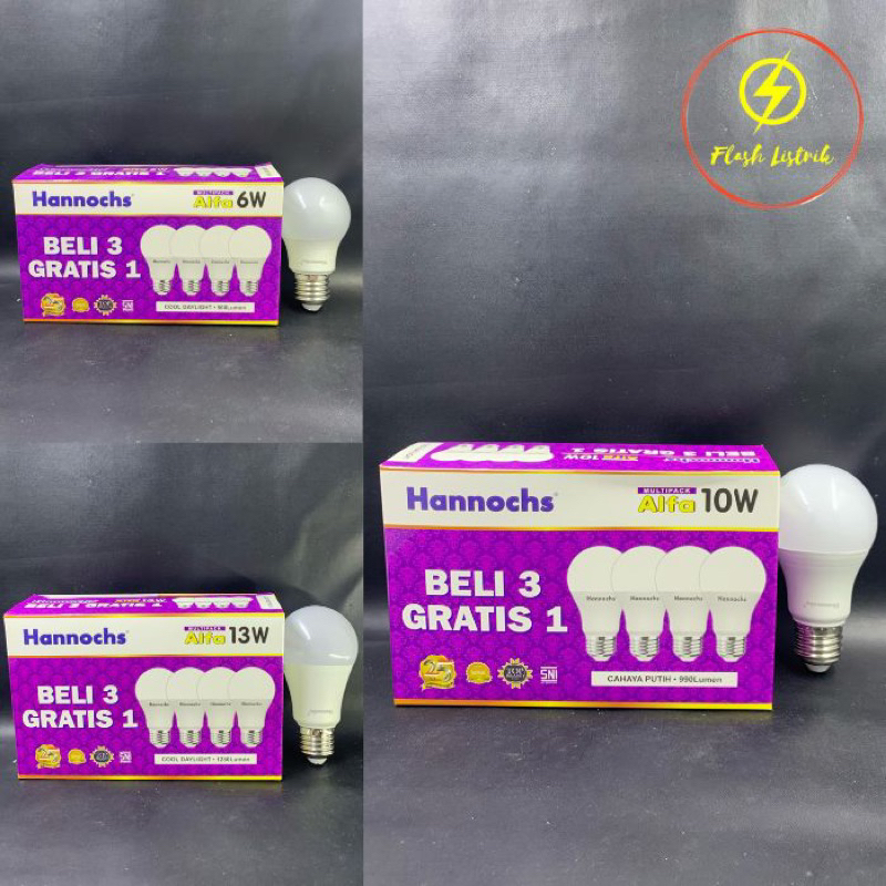 [Hannoch] Lampu Bohlam Led Alfa Hannoch 6w 10w 13w Lampu Paket Hannoch Alfa Multipack