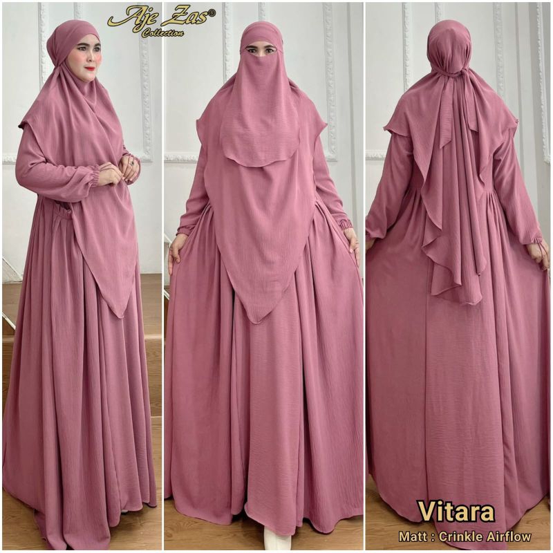 BISA COD (GAMIS SET VITARA SYARI BY AJE ZAS COLLECTION ORI PREMIUM GAMIS AJE ZAS TERBARU