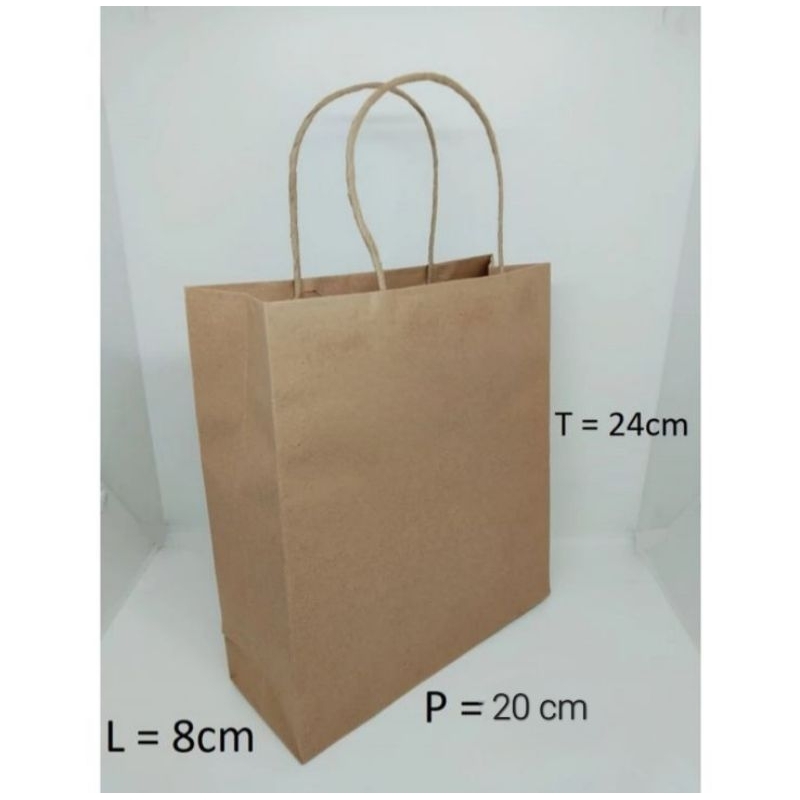 

10pcs PB Paperbag tali OKEY A+ 22x8x24cm Coklat Polos