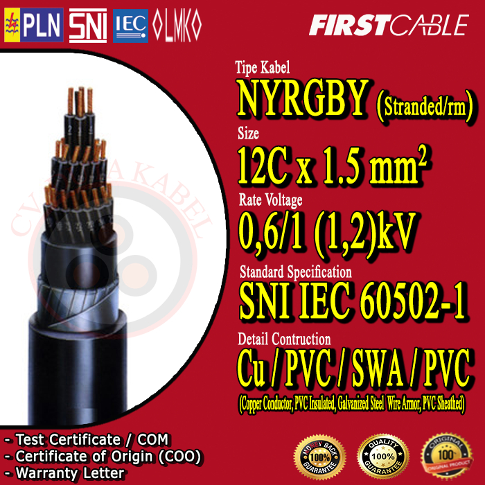 Kabel NYFGBY 12x1,5 mm2 METAL /12 x 1,5 mm2/12x1.5mm2/12x1.5 mm2