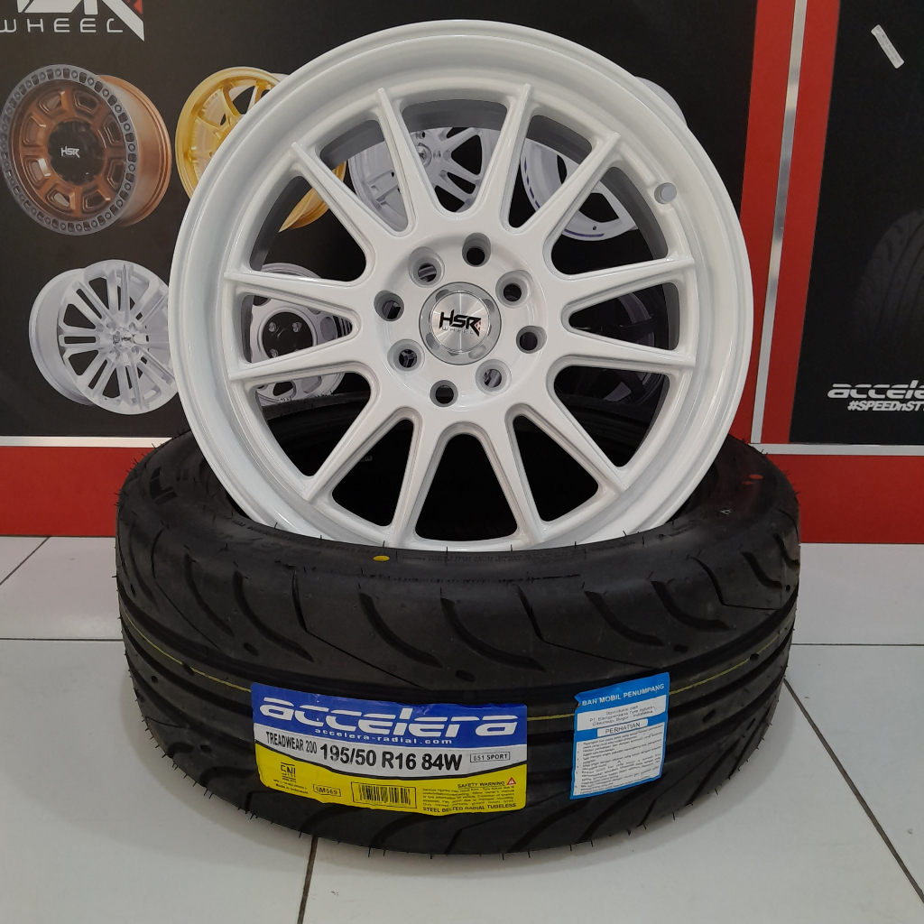 paket velg murah ring 16 hsr ende plus ban 195 50 ring 16 semislik mobil jazz brio yaris mobilio dll
