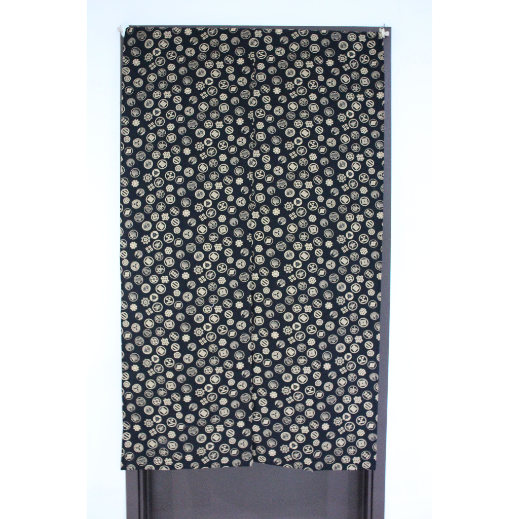 Noren / Tirai Pintu Jepang - Hitam Motif Icon Jepang