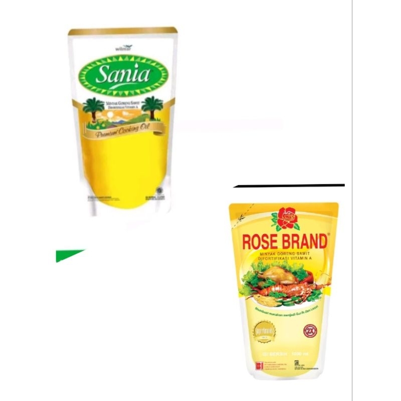 

Minyak goreng 1 liter Sania / Rose Brand. Kemasan Refill / pouch. Migor