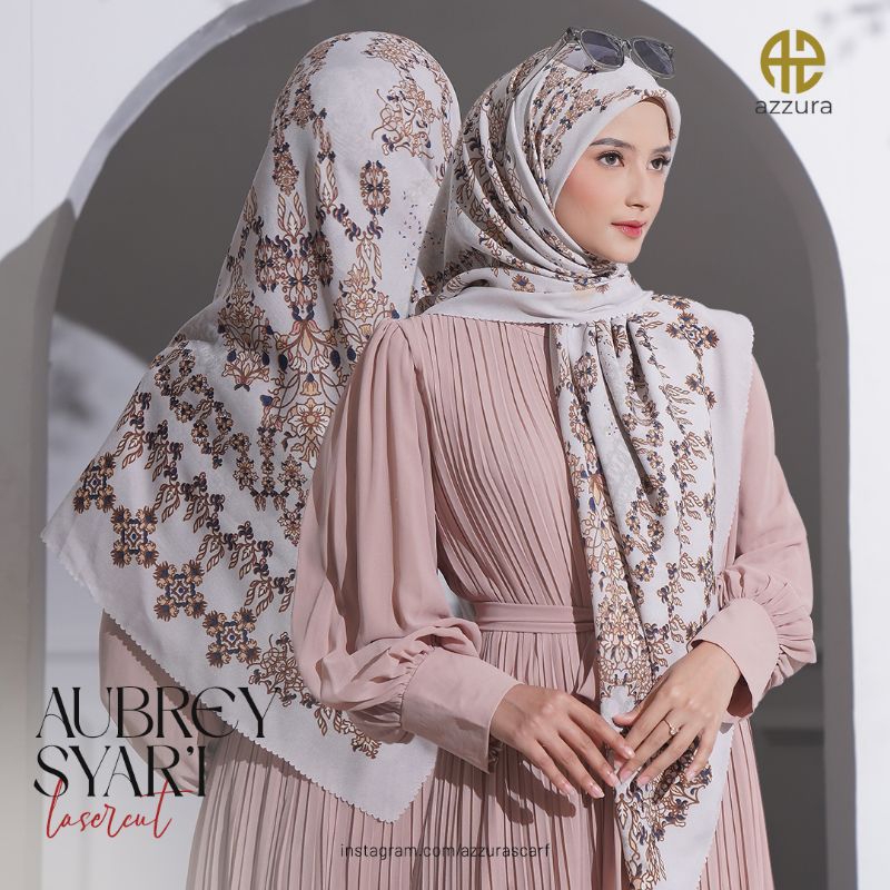 TERLARIS aubrey syari azzura scarf / jilbab / hijab / scarf / segiempat / seratperancis / lasercut /