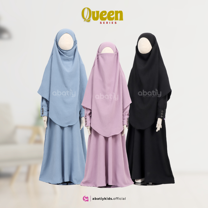 diskon abatiy - queen series french khimar gamis set anak perempuan