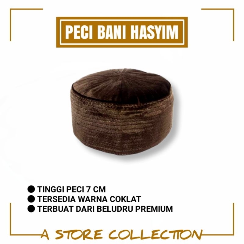 Peci Kopiah Bani Hasyim Original Bahan Beludru (bludru) Warna Coklat