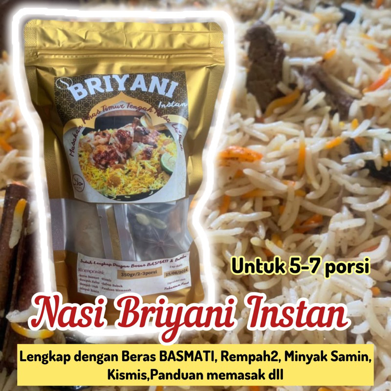 

Nasi BRIYANI INSTAN LENGKAP DENGAN BERAS BASMATI DAN REMPAH UNTUK 5-7 porsi