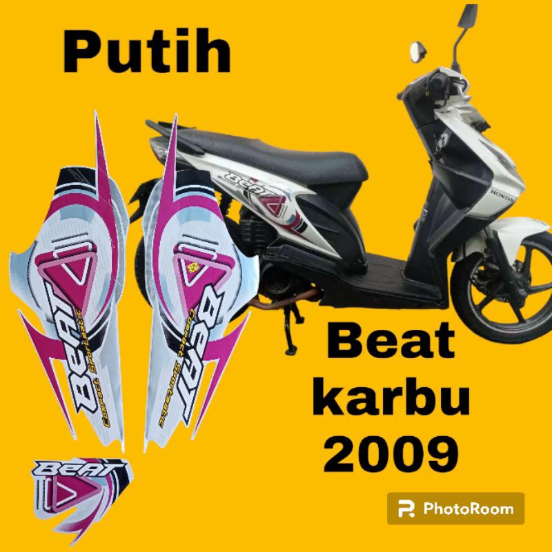striping stiker honda beat karbu 2009 putih, lis body motor beat 2009 putih