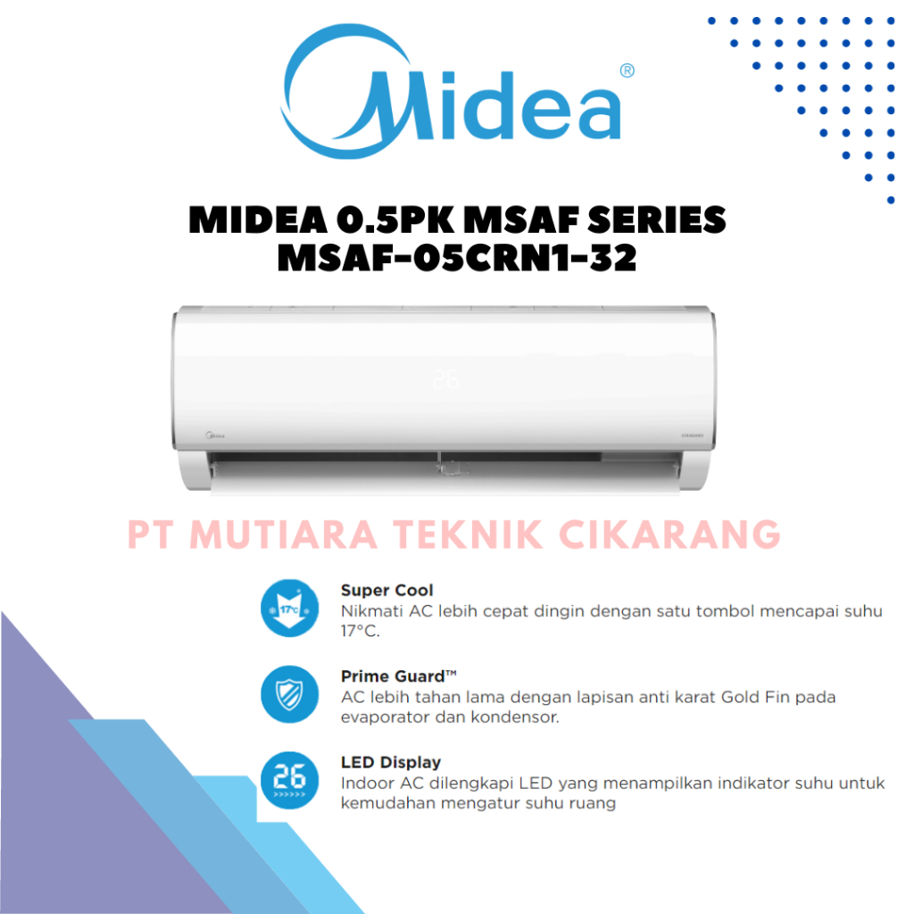 AC MIDEA 0.5PK MSAF SERIES R32 STANDARD